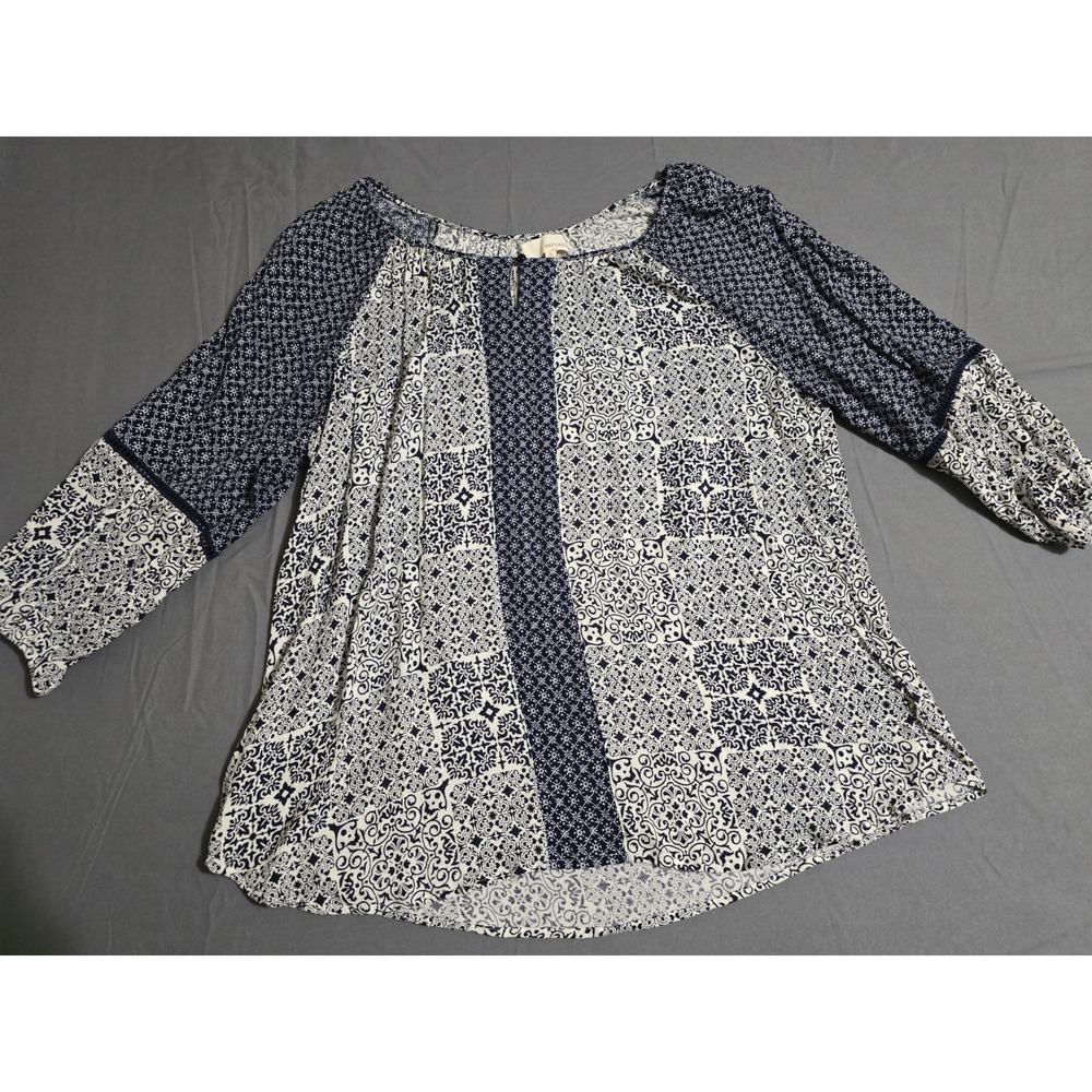 Dept 222 Woman's‎ Floral Multicolor Blue Blouse Size XL
